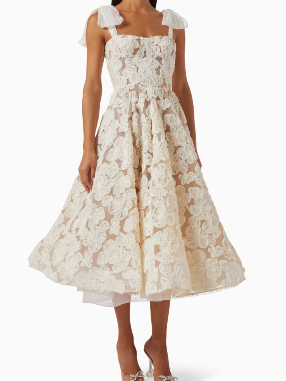 Bronx and Banco Sabrina Bridal Floral Lace Midi Dress XS NWOT White - Picture 3 of 11